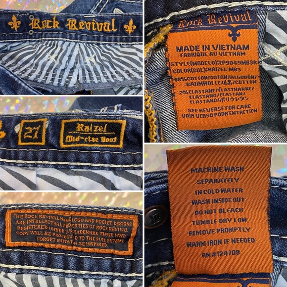 Rock Revival Raizel Mid-Rise Bootcut Bling Jeans Women's 27 *Altered Petite Hem* - Picture 8 of 16